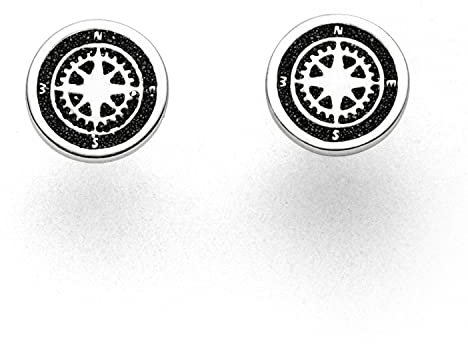 Dur Schmuck Ohrring KOMPASS Lavasand, Silber 925/- rhodiniert (O5040)