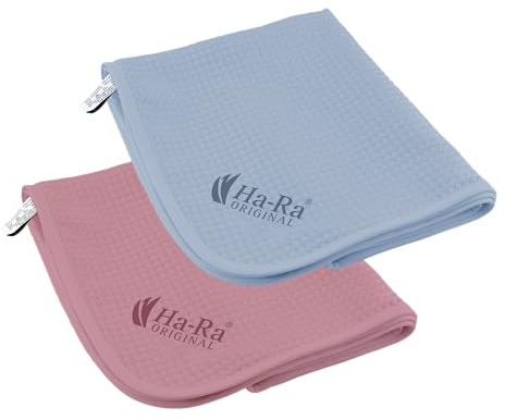 Ha-Ra Hammer-Tuch 2er-Set hellblau/pink 67x50cm I Microfaser Putztuch saugstark I Trocknet streifenfrei I Feucht & Trocken anwendbar I Für Fenster & Spiegel geeignet I in Küche und Bad einsetzbar