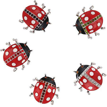 5 Stücke Nette Marienkäfer Brosche Pins Shiny Strass Insekt Corsagen Schal Clips Schmuck Zubehör für Party Prom