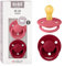 BIBS De Lux Schnuller 2er-Pack, BPA-frei, Kirschform Nippel. Naturkautschuk/Latex, Hergestellt in Dänemark. 0-6 Monate (2er Pack), Coral/Ruby