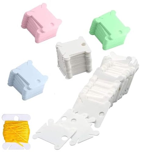 Xiuyer Spulen Stickgarn Karten, 400pcs Kunststoff Kreuzstich Veranstalter Kunststoffspulen Karte Wickelplatte Garnkarten Stickgarn Spulen Kartenhalter Für DIY Baumwollfaden Nähen Lagerung