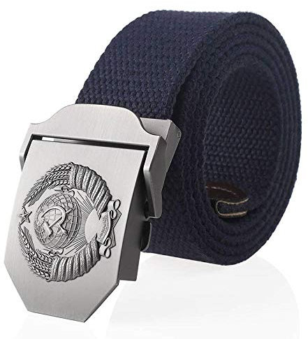 Leinwandgürtel,Mode Männer Frauen Casual Webgürtel 3D Sowjetisches Nationales Emblem Metallschnalle Militär Männer Gürtel CCCP Army Taktische Gürtel Für Unisex Outdoor Street Style Wilder Bund