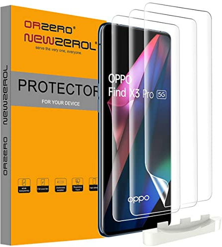 NEWZEROL 3 Piezas Protector Pantalla Compatible con OPPO Find X3 Pro | [Con kits de instalación][Reconocimiento de Huellas Dactilares de Apoyo] [Cobertura máxima] Protector de Pantalla Suave