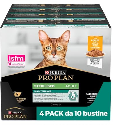 PURINA PRO PLAN Sterilised Maintenance Cibo Umido per Gatti Adulti Sterilizzati in Salsa con Pollo 40 Bustine da 85g