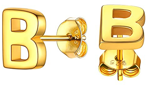ChainsHouse 925 Silber Buchstabe Ohrstecker A-Z Initiale Alphabet Ohrringe Damen Herren Letter Ohrschmuck mit Geschenkebox für Geburtstag Weihnachten