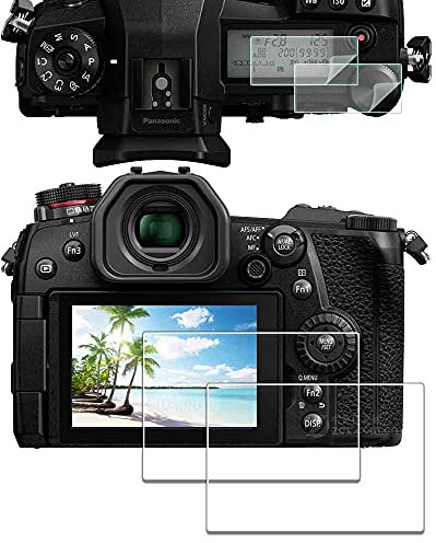 iDaPro Displayschutz Schutzfolie für Panasonic LUMIX G9 + Oben PET Displayfolie 9H Härte Gehärtetes Glas Displayschutzfolie Einfache Installation [2+2 Stück]