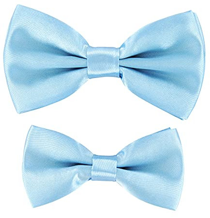 axy Vater-Sohn Partnerlook Fliege Schleife, bereits gebunden, in verschiedenen Farben Fliegen für Herren Kinder Jungen, Ideal für festival fotoshooting hochzeit FLIP1 (Hellblau)