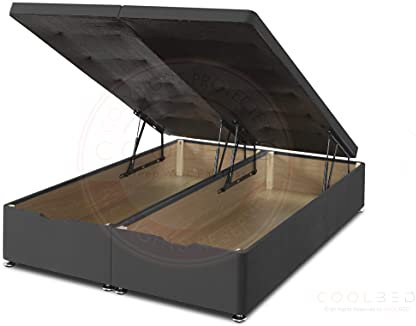 COOL BED Black Plush Velvet Ottoman End Lift Bed Base with No Headboard or No Mattress (Black, SINGLE - 3FT)