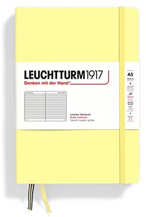 LEUCHTTURM1917 365486 Notizbuch Medium (A5), Hardcover, 251 nummerierte Seiten, Vanilla, liniert