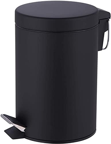 Crystals® Bathroom Pedal Bin With Inner Bucket - 3 Litre Bin - Black
