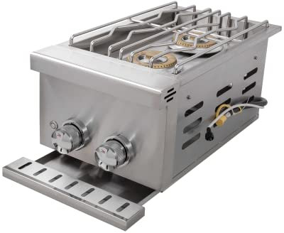 Mayer Barbecue ZUNDA Gasgrill Doppel-Seitenbrenner Edelstahl, Einbaumodul für Outdoorküchen, 2 Brenner, mit Deckel, zum Kochen, Braten & Warmhalten