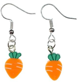 Miniblings Karotten Ohrringe Hänger Möhre Karotte Ostern Hase Kaninchen Scheibe - Handmade Modeschmuck I Ohrhänger Ohrschmuck versilbert