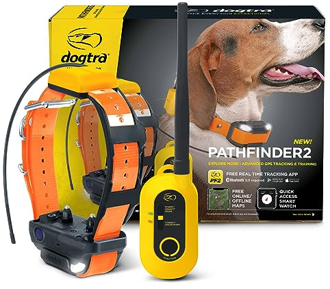 Dogtra Pathfinder 2 GPS Dog Tracker e Collar 9 Mile Long Range LED Light No Monthly fees Free App Waterproof Smartwatch Control Satellite Real Time Tracking Multiple Dogs Smartphone Required