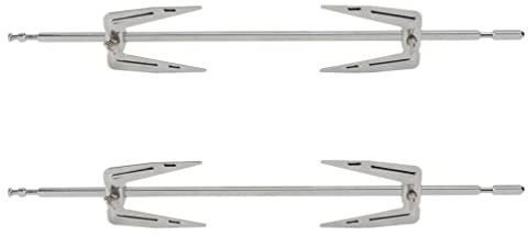 YARNOW 2 set di forchette da friggitrice ad aria in acciaio inox rotanti per pollo, per barbecue, per carne, freneuung, accessori argento