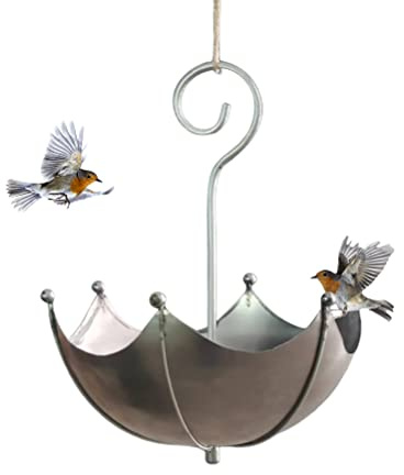 GDZTBS Hängender Vogelhäuschen, Regenschirm Vogeltrog Retro Futterstation Vogeltränke zum Aufhängen für Outdoor Garden Yard Dekoration