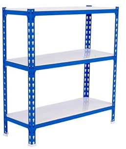 Simonrack Schwerlastregal, Lagerregal, 100x110x40 cm, Metallregal, Kellerregal, Biegestelle 200 kg, 3 Fachböden, Blau/Weiss - Simonclick