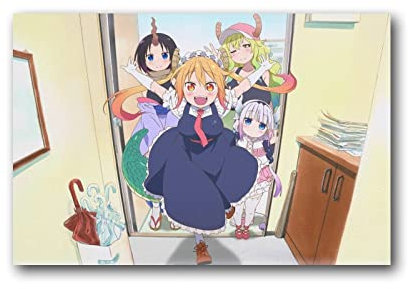 nuochen Kobayashi-san Chi No Maid Dragon Miss Kobayashi's Dragon Maid Japanisches Anime-Poster 2 Wandkunst-Poster Drucke Heimdekoration Bild Leinwand Gemälde Poster 40 x 60 cm