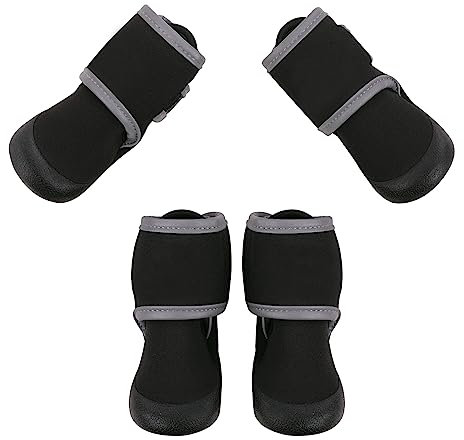 CITÉTOILE Hundeschuhe Pfotenschutz 4 Stück, rutschfeste Sohle mit Reflektierendem Klettverschluss, Outdoor Welpenschuhe, Regen- und schneebeständig Pfotenschutz für kleine Mittlere und Große Hunde, M
