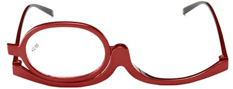 Make Up Schminkbrille mit klappbaren Brillenglas,Lesebrillen Damen Schminkbrille,Make up Brille,Schminkbrille Make up Brille Lesebrille Presbyopie Brille Sehhilfe,Makeup Lesebrille,+2,0,Rot