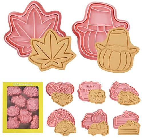 8 formine per biscotti autunnali, per autunno, autunno, per biscotti autunnali, per il giorno del Ringraziamento, per la casa, il giorno del Ringraziamento, la cottura del fondente