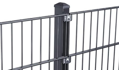 Doppelstabmattenzaun Set 868 Anthrazit| Stabmattenzaun | Mit VA Klemmhalter | Gartenzaun | Komplett Set | 103 cm-17.5