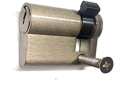 Halbzylinder gleichschließend Messing vernickelt (Dornmaß 27 mm, Gesamtlänge 37,5 mm)