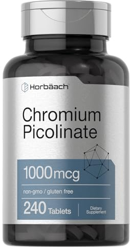 Horbäach Chromium Picolinate 1000mcg | 240 Tablets | Vegetarian, Non-GMO & Gluten Free Supplement