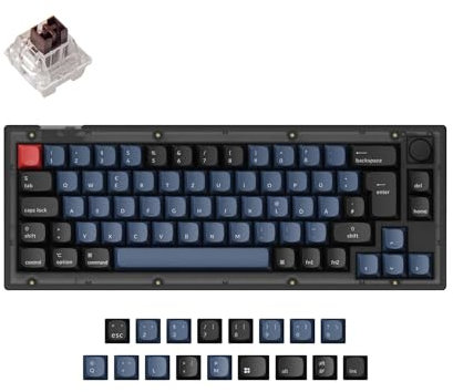 Keychron V2 kabelgebundene, mechanische Tastaturknopfversion, 65% deutsches DE-ISO-Layout, QMK/VIA programmierbar mit Hot-Swap-fähigem Keychron K Pro Brauner Schalter
