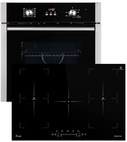 Herdset: 60cm Einbaubackofen BO8805SS + 77cm Induktionskochfeld IND7705FZ | Heißluft | Automatik-Timer | 2-fach Wärmeschutzverglasung | Kindersicherung | Knebelbedienung | SET88053FZ
