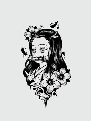 Bean Jam Juice Vegetable Ink Waterproof Semi-Permanent And Long-Lasting 2 Weeks Temporary Tattoo Sticker Demon Slayer: Kimetsu No Yaiba Flower Arm