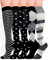 HIPOWER 5 Paar Kompressionsstrümpfe Damen und Herren Bunte Stützstrümpfe Sport Kompressionssocken Stützkniestrümpfe Reisestrümpfe Compression Sock Für Flug Radsport Krankenschwester(B-5 Paar,S-M)