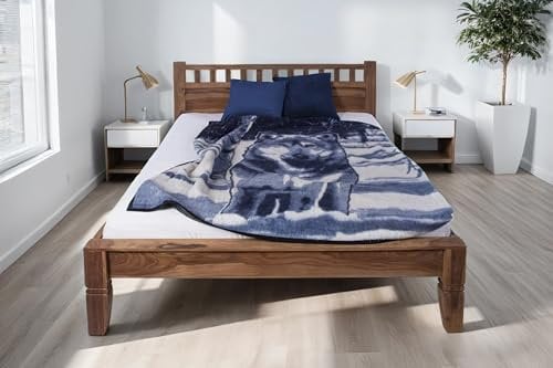 SAM B-Ware Holzbett 140x200cm Bito, Sheesham-Holz massiv naturfarben, Massivholzbett mit Kopfteil, Doppelbett, pflegeleichtes Unikat