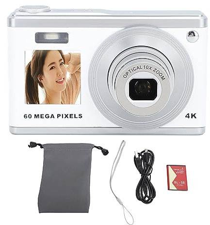 Tyenaza Telescopic Lens 4K Digital Camera with Dual HD IPS Screen, 10x Optical Zoom Autofocus for Photography Vlogging(白色)