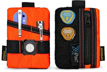 VIPERADE VE15 X-Pac Mini EDC Pouch,Kleiner EDC Organizer Tasche mit 3 Taschen,Mini EDC Werkzeugtasche mit Klettverschlussbereich,Mini EDC Tasche Kleiner Multitool Organizer Rucksack - Orange