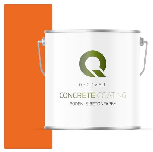 Q-COVER Bodenfarbe Betonfarbe Orange 5,0L Garagenboden Bodenbeschichtung für Innen Kellerfarbe Fußbodenfarbe