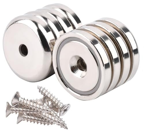 MIN CI 8 Stück Stark Magnete 32x7mm, Neodym, Bastelmagnete, Rund, Silber, 40KG, Magnet