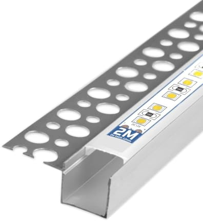 LED Aluminium Profil L12 2 meter Trockenbau Unterputz Leiste Rigips LED-Streifen (2m profil L12 + milchige Abdeckung)