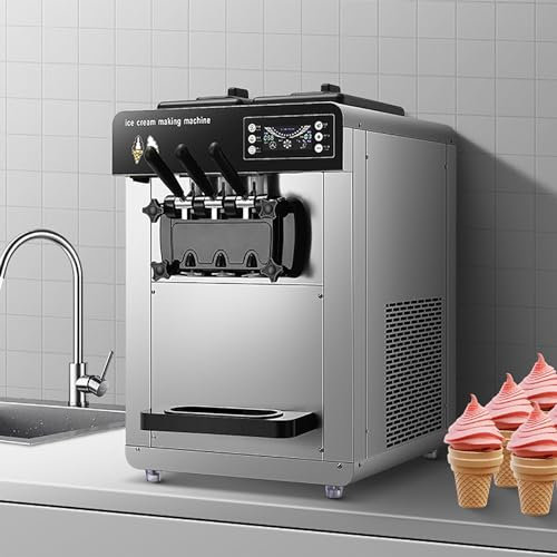 Máquina Para Hacer Helados Vertical 12L, Máquina Para Hacer Sorbetes Yogur Helado Con 3salidas,velocidad De Producción Ajustable Y Recordatorio Alarma Escasez Material,salida 100-200piezas/h