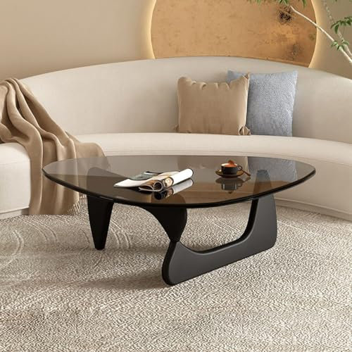 XMLYSMYS Table Basse Moderne en Verre Triangulaire pour Salon, Bureau, Patio (Gris, 114x82x40cm)