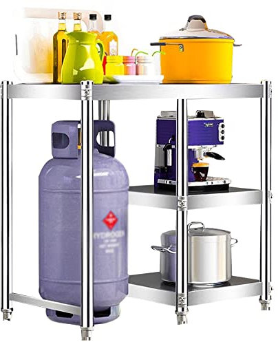 Preferspace Edelstahl Tisch für Vorbereitung & Arbeit mit 2 Regalen, Kommerzielle Arbeitsplätze, Utility Tisch in Küche Garage Waschküche Outdoor BBQ