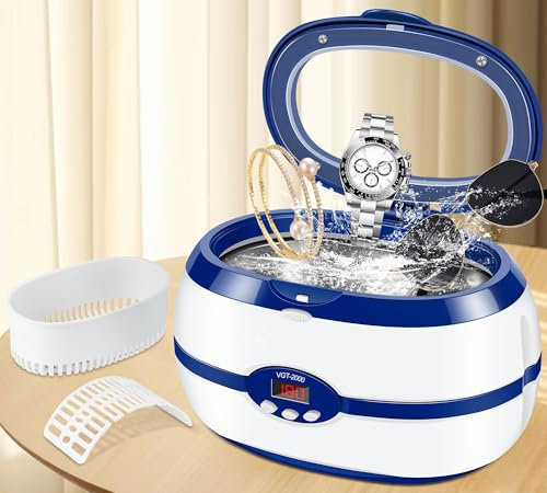 DeeprBling Ultraschallreinigungsgerät, 600ml Ultraschallreiniger mit Degas-Modus, 40kHz Ultraschall Brillenreinigungsgerät, Ultraschallreiniger für Brille Schmuck, 5 Zeiteinstellungen & Digitalanzeige