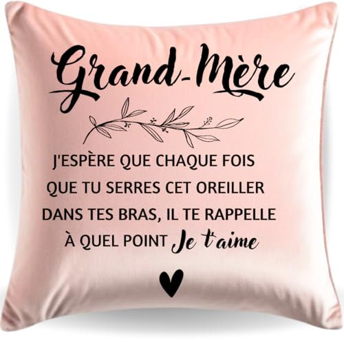Cadeau grand-mère-Housse coussin personnalisé Femme-Idée Cadeau Femme-Cadeau Noël Mamie-Cadeau Grand-Parents-Cadeau Anniversaire Grand Mère Drôle Rigolo-Fête Grands-Mères-Idées Cadeaux Femme-45x45 cm