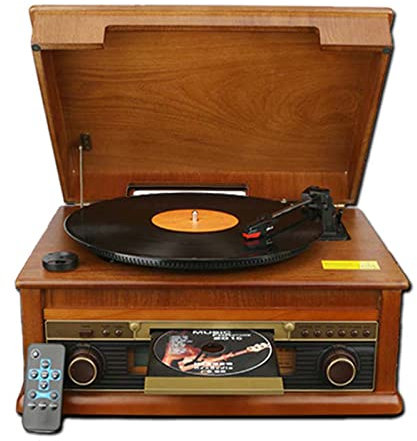 KANBUN Grammofono in Legno Antico retrò LP Giradischi in Vinile Vecchio Stile Giradischi Lettore CD Radio Bluetooth MERYSELECT