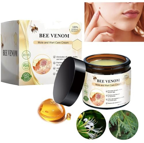 Bienengift 𝐆𝐞𝐠𝐞𝐧 𝐖𝐚𝐫𝐳𝐞𝐧 Creme Sanfte Reinigung Haut,Glatte Hautpflege Bienengiftsalbe für Arm Taille Füße Bein alle Hauttypen,𝐁𝐞𝐞 𝐕𝐞𝐧𝐨𝐦 Creme für Frauen Männer (1 Stück)