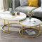 2er-Set Couchtische zum Ineinanderstapeln für das Wohnzimmer, stapelbare Couch-Beistelltische, runder Beistelltisch aus gehärtetem Glas, Metallrahmen, einfache Montage, für Wohnzim,White-gold Frame