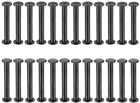 PATIKIL M5*40mm Tornillo de Encuadernacion, 24 Juego Tornillo de Chicago Remaches de Tornillos Conexión Columna Para Cuero Libros, Bolsos, Collares, Mochilas Reparación Bricolaje, Negro