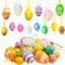 GTJEOI 36 Stück Ostereier zum Aufhängen, Ostereier Plastik, Ostern Eier aus Kunststoff mit Motiven, Ostern Dekorieren, Ostereier zum Hängen Bunt, Eier Ostern Deko für Innen Außen und Osterstrauchdeko