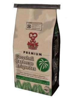 Big K Products 4kg Coconut Shell Charcoal Briquettes CONUTB04-AMZ-4PK, Made From Waste Coconut Shell, Ideal For Home BBQ, 3 Hours Cooking Time, High Heat, Sustainable BBQ Fuel - 4, 4kg Bags