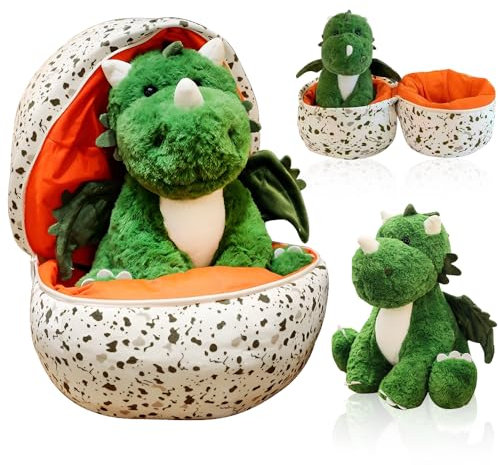 KBIBCK Dino Kuscheltier Ei-Plüsch, 25cm Schlüpfei Dinosaurier Kuscheltier, Plüsch Dinosaurier im Ei, Dinosaurier im Ei Stofftier Plüschtier, Dino Kuscheltier Geschenk für Kinder, Jungen & Mädchen
