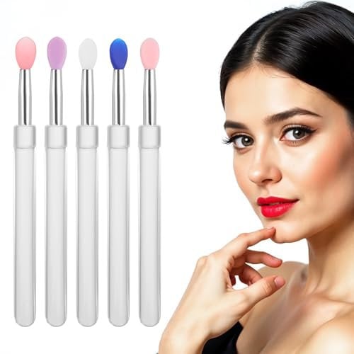 10 PCS Reusable Silicone Lip Brushes with Caps for Lipstick Gloss, Balm, Eyeshadow Lip Scrub Application, Makeup Applicator Beauty Tool Kit